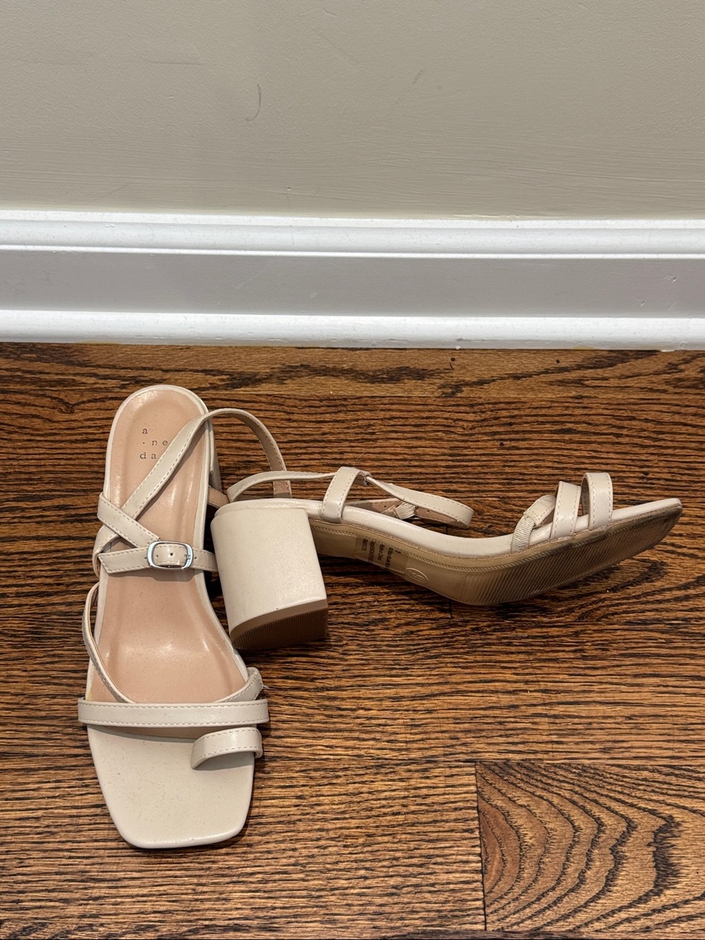 Universal Thread Cream Strappy Block Heel Sandals